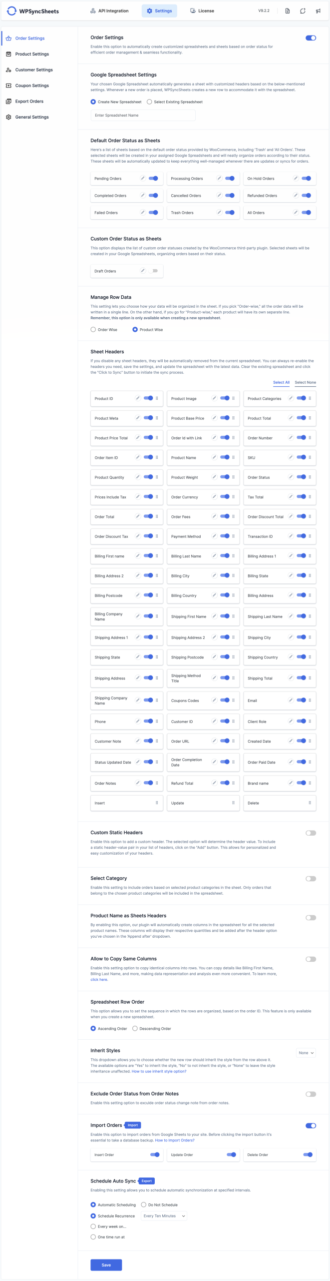 Create New Spreadsheet Product Wise