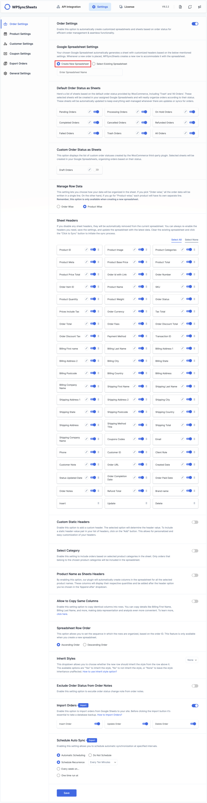 Create New Spreadsheet