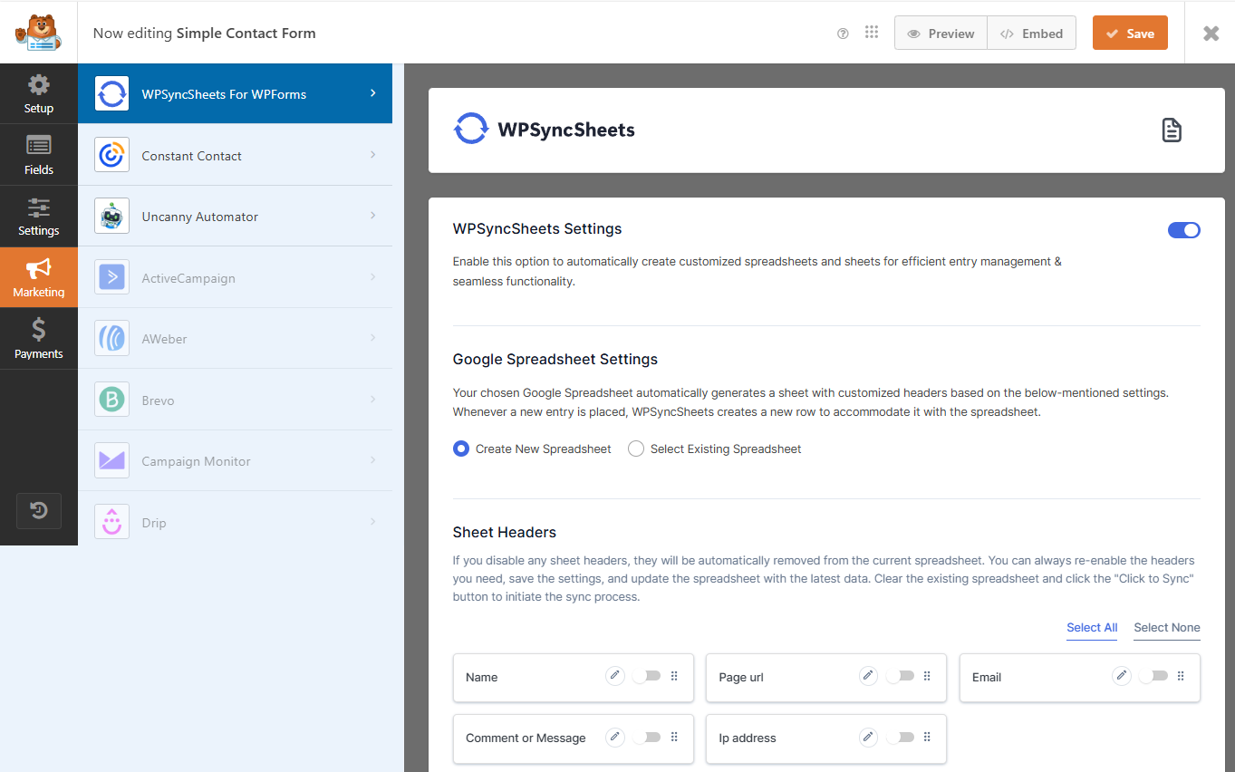 Feed Settings