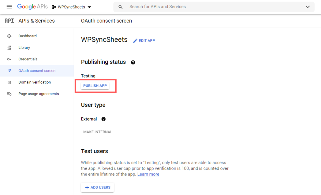 Click on Publish App
