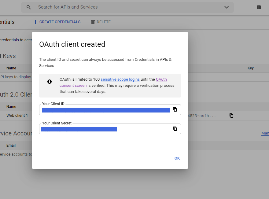 OAuth Client Created