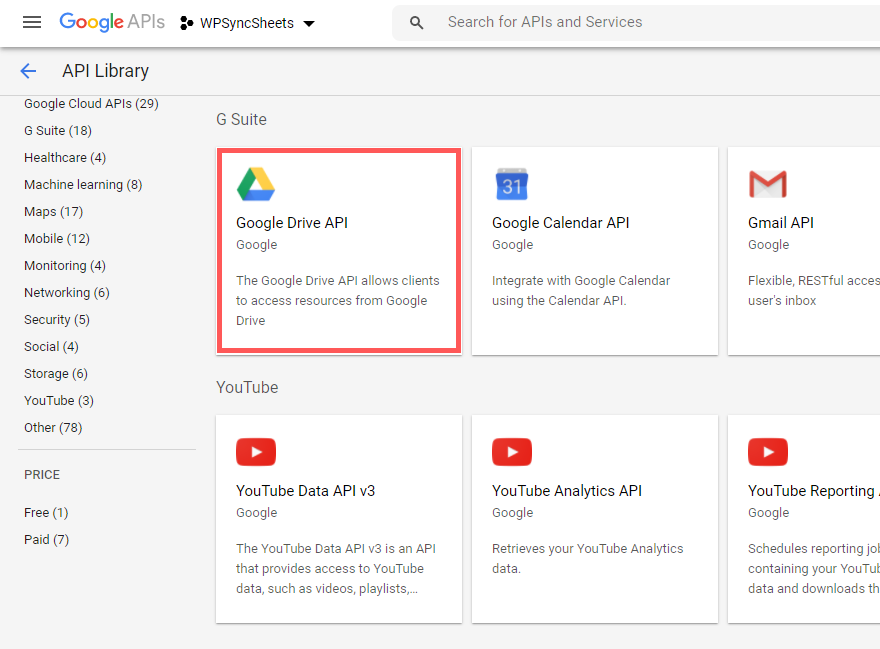Search Google Drive API
