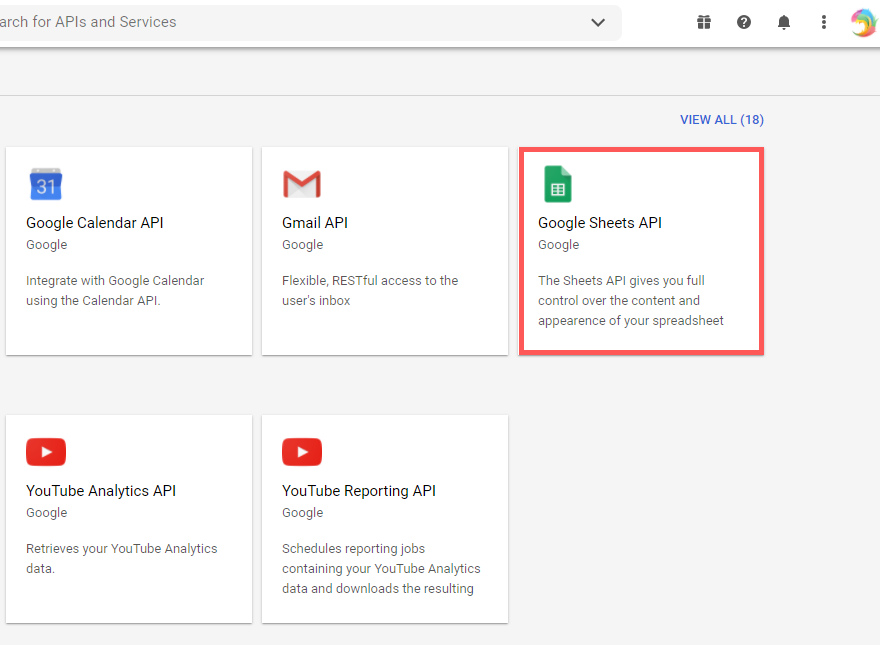 Search Google Sheet API