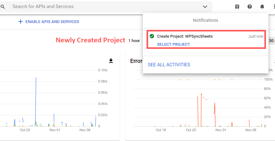 Newly Created Project