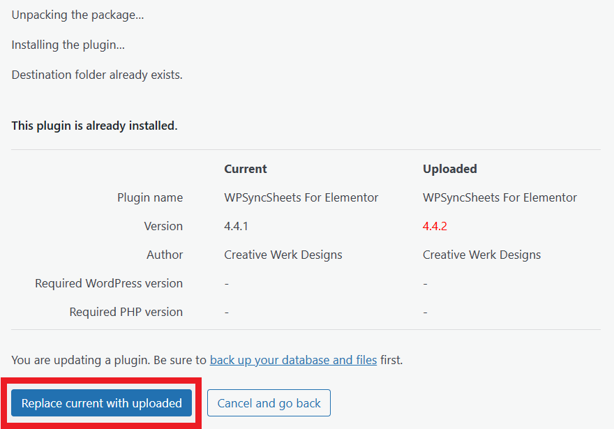 Replace Current with Uploaded Elementor