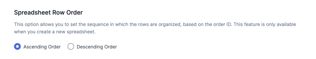 Spreadsheet Row Order