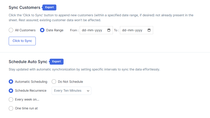 Sync Customers