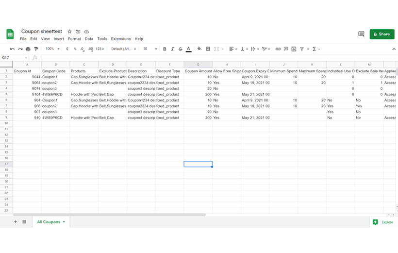 Updated Coupon Spreadsheet