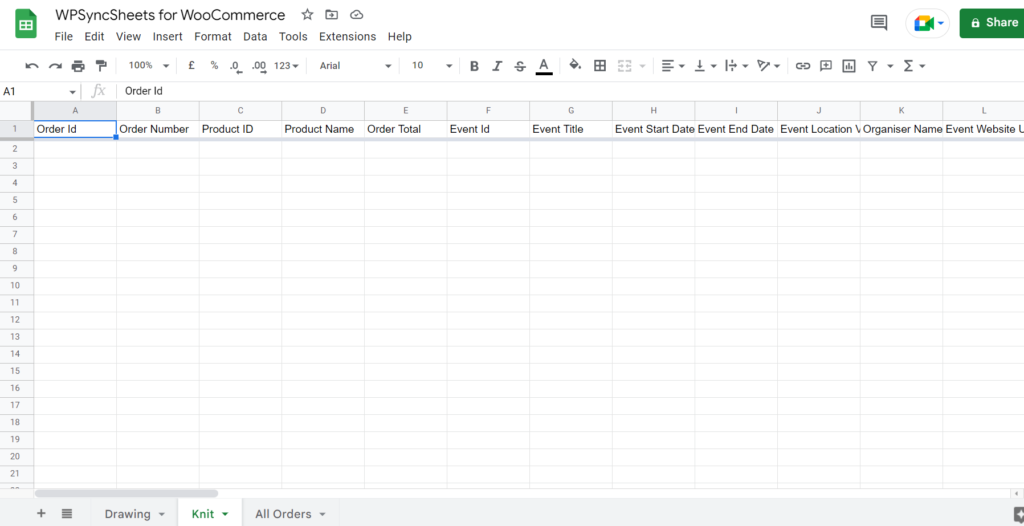 Updated Event Google Spreadsheet