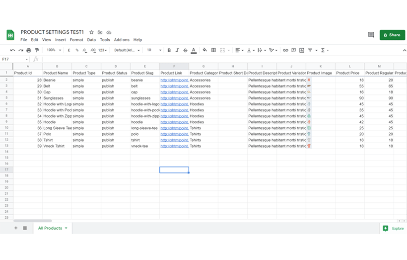 Updated Google Spreadsheet