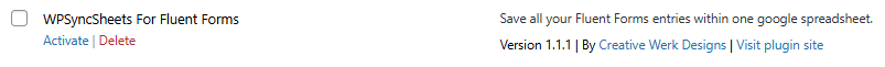 Activate Plugin Flunet Forms