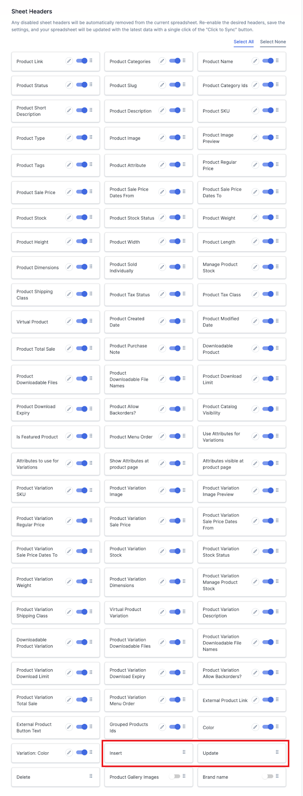 Sheet Headers
