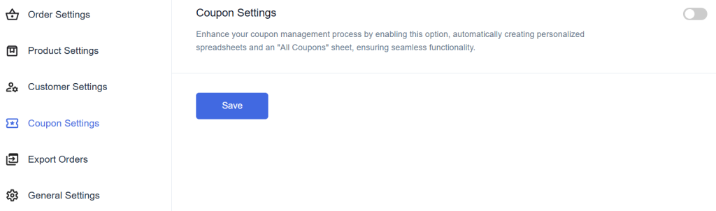 Coupon Settings