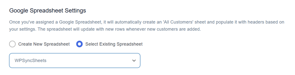 Google Spreadsheet Settings
