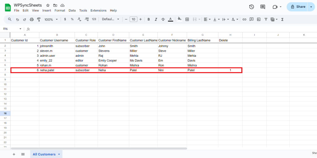 Delete Column Sheet