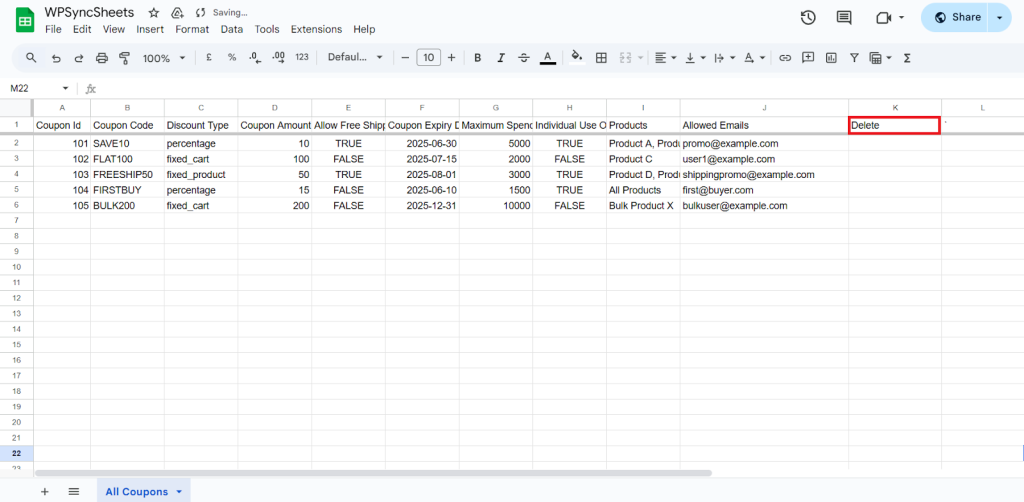 Delete Google Sheet