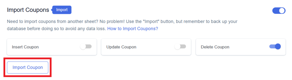 Delete Import Coupon