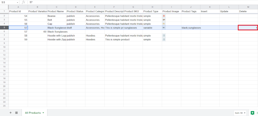 Delete Insert Products