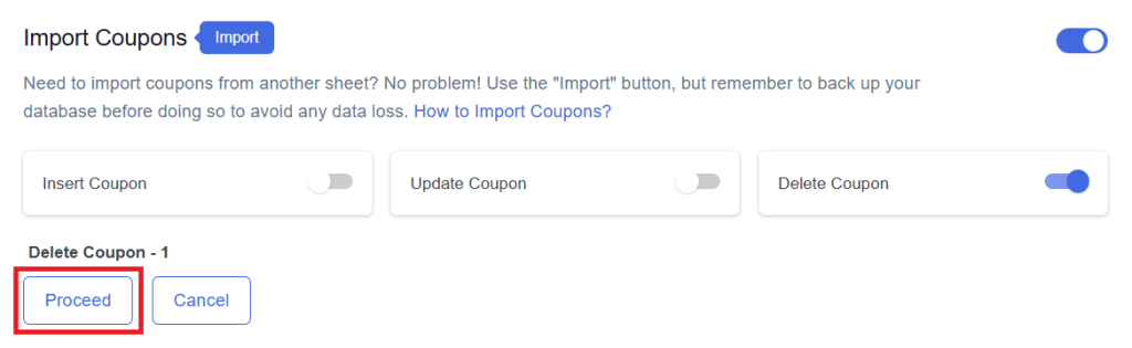 Delete Proceed Coupon