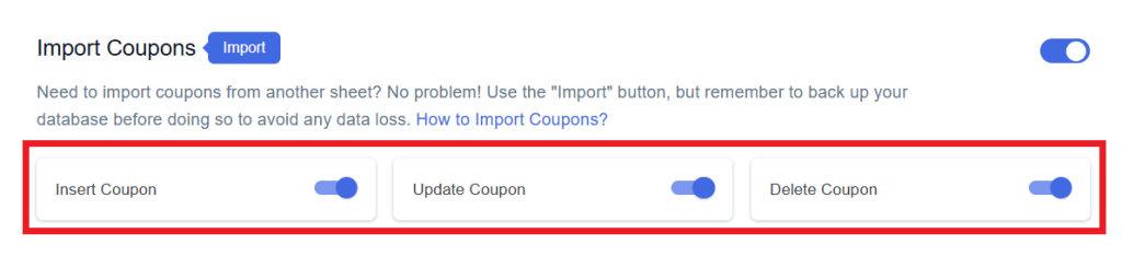 Enable Import Coupons