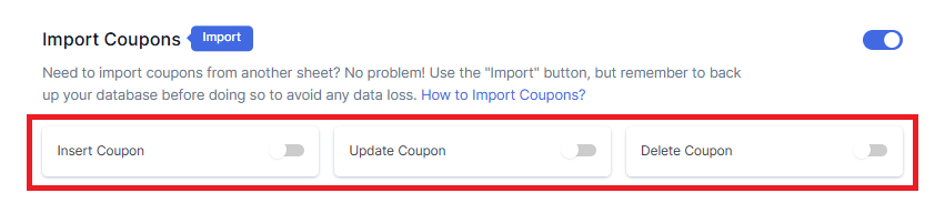 Enabled Import Coupons