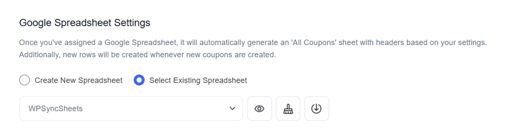 Google Spreadsheet Settings