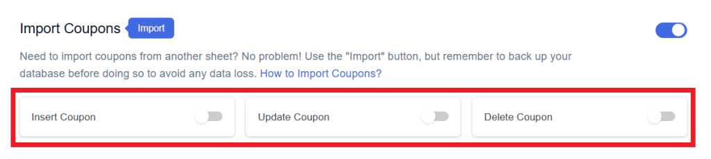 Find Enable Import Coupon
