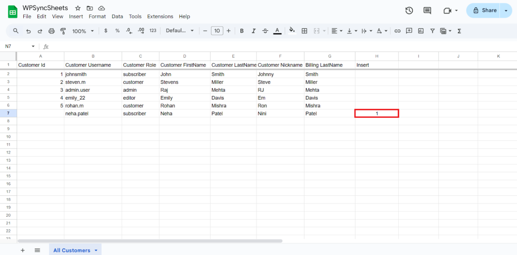 Insert Column Sheet