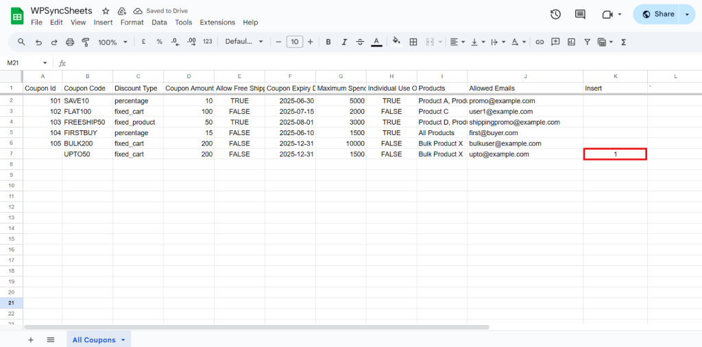 Insert Column Google Sheet