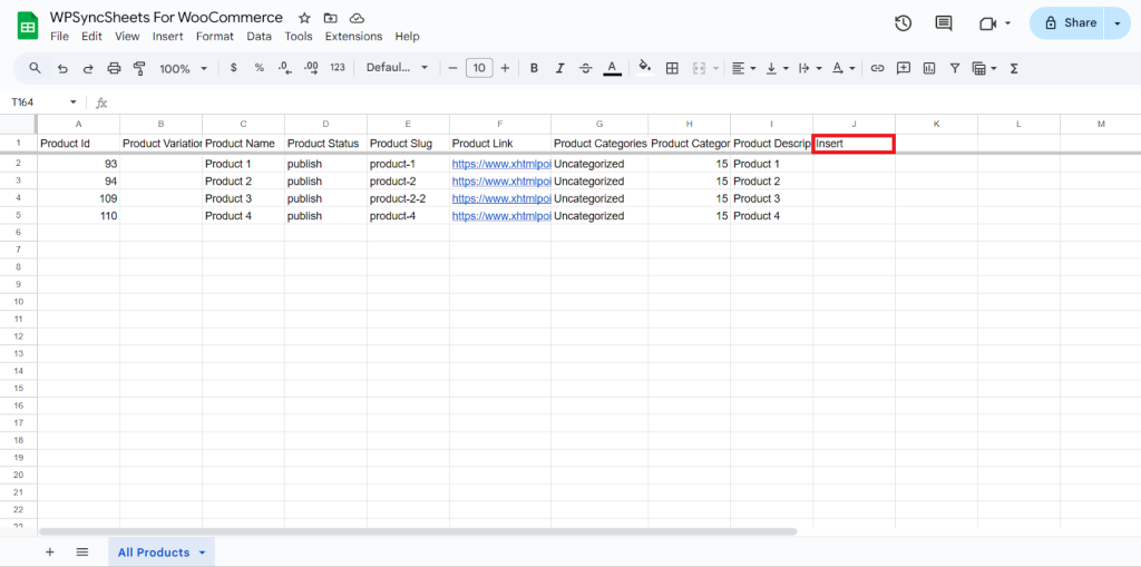 Insert Google Sheet