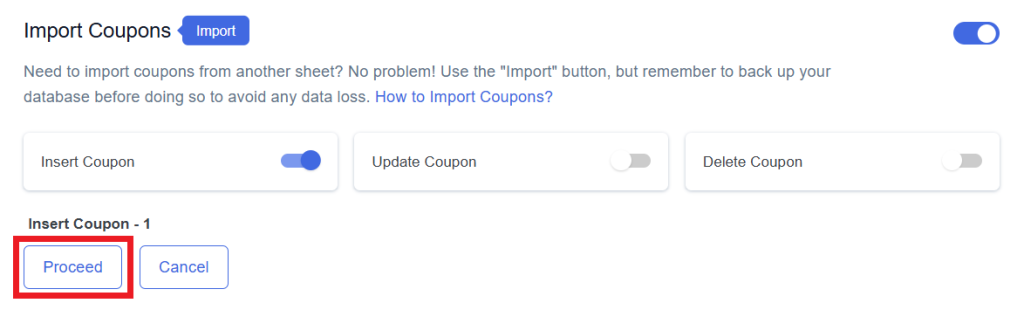 Insert Proceed Coupon