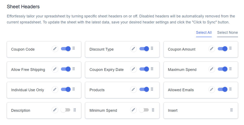 Sheet Headers