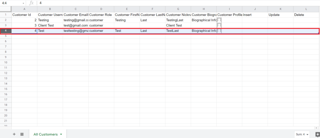 Insert Updated SpreadSheet