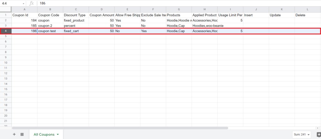 Insert Updated Spreadsheet