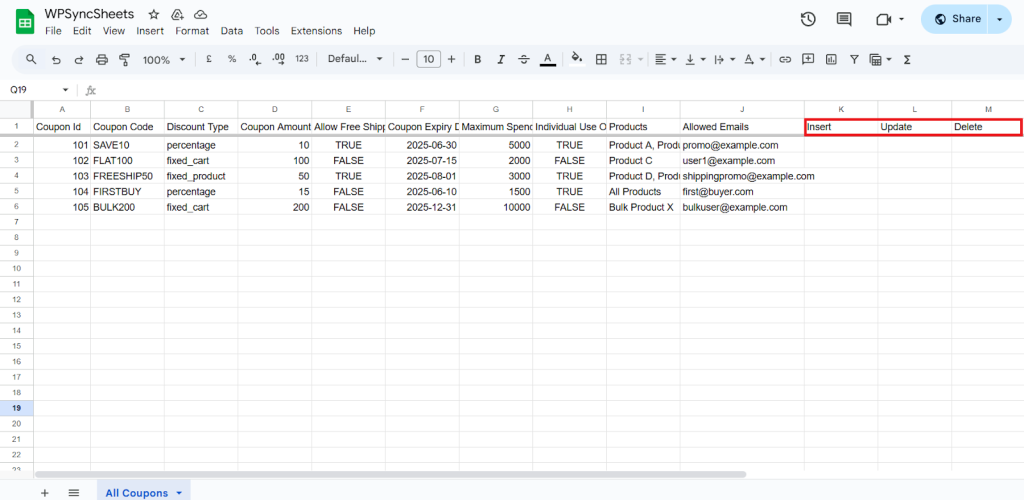 Original Spreadsheets