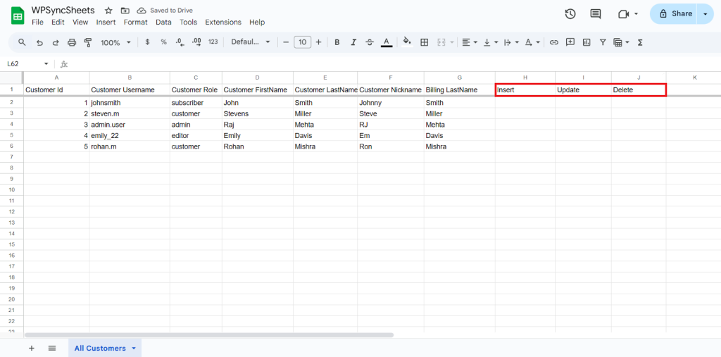 Original Spreadsheet