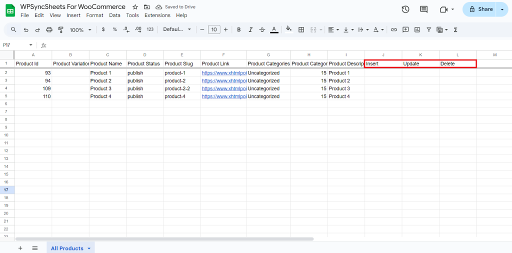Original Spreadsheet