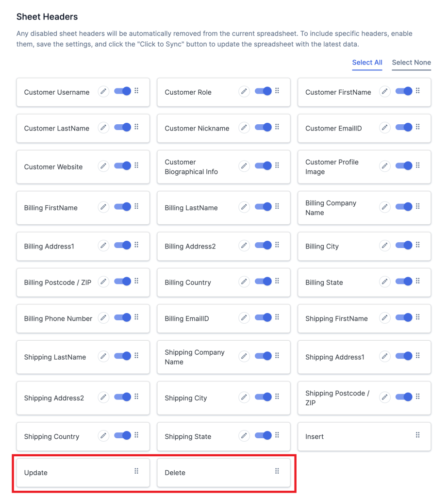 Sheet Headers