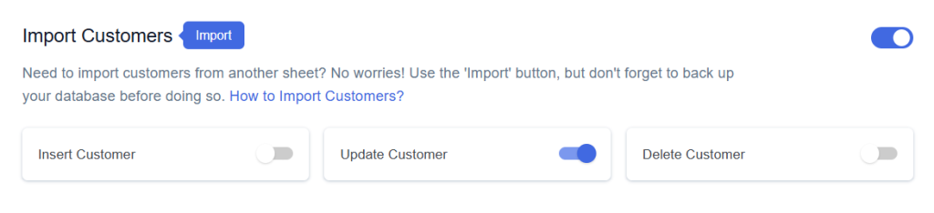 Enable Update Customer