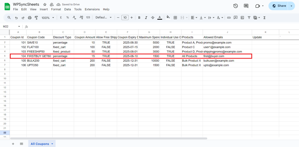 Final Spreadsheets