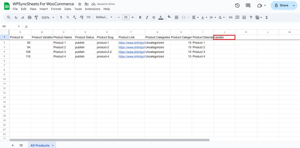 Update Google Sheet