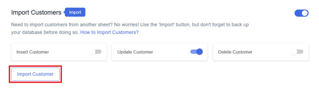 Update Import Customer