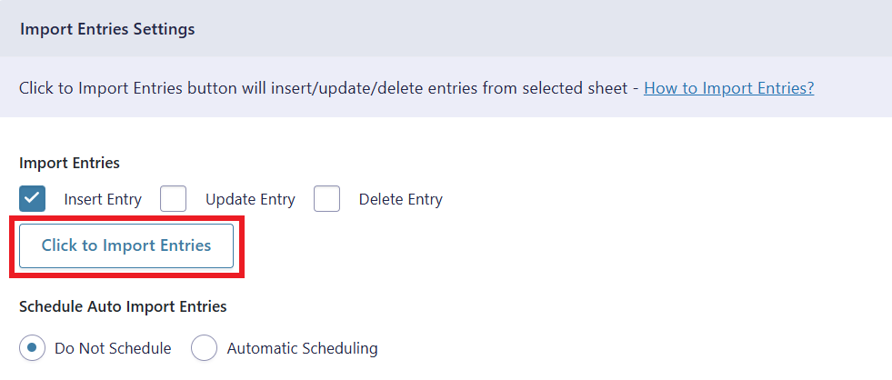 Click Import Entries