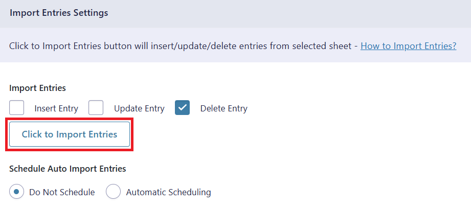 Delete Import Entries