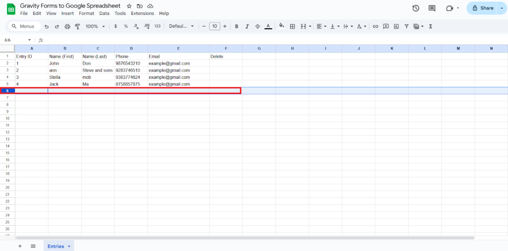 Delete Final Spreadsheets