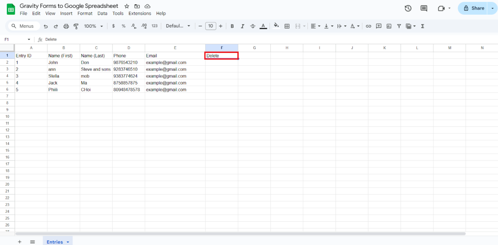 Delete Google Sheet