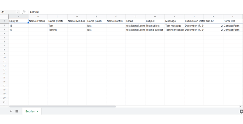 Updated Sheet Gravity Forms