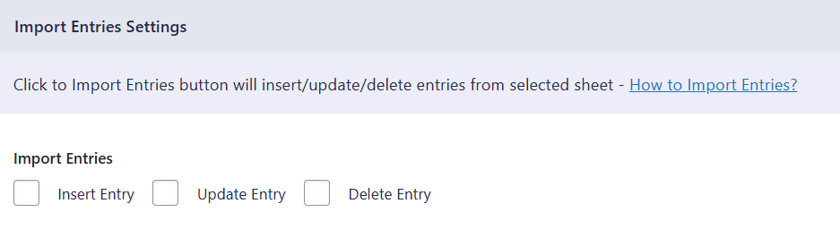 Import Entries Settings