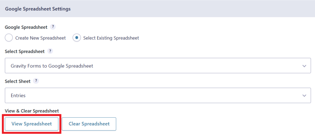 View Spreadsheets