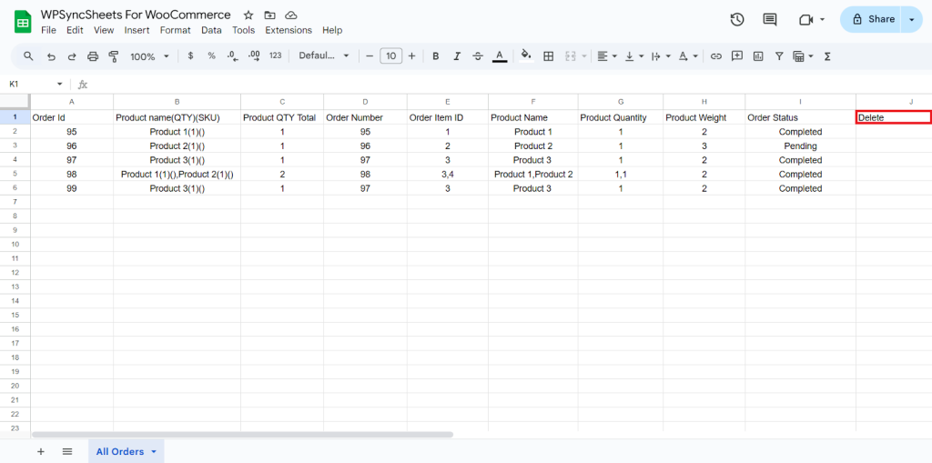 Delete Google Sheet